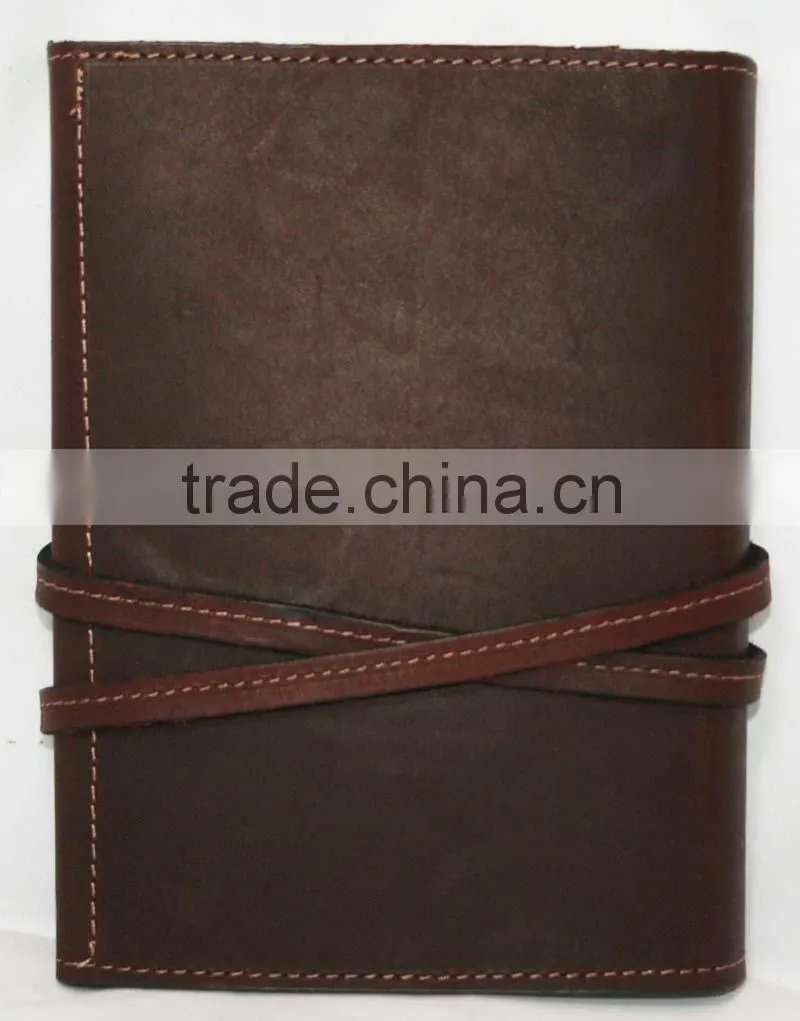 Handmade vintage genuine leather 2016 diary with refillable kraft lined paper