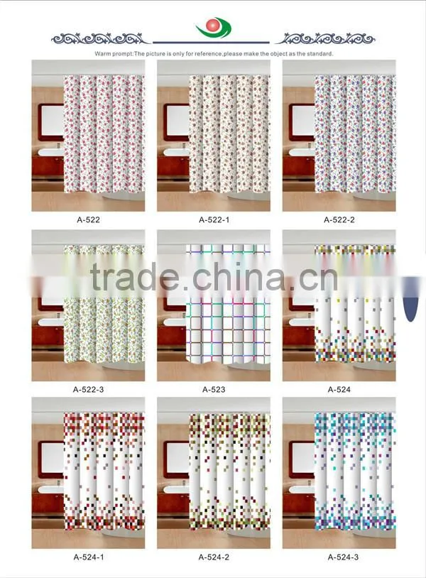 Pvc Hot Sale Printed Shower Curtains Elegant