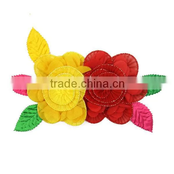 Garments accessories full colour chiffon flower fabric applique wholesale for clothes SDYX010