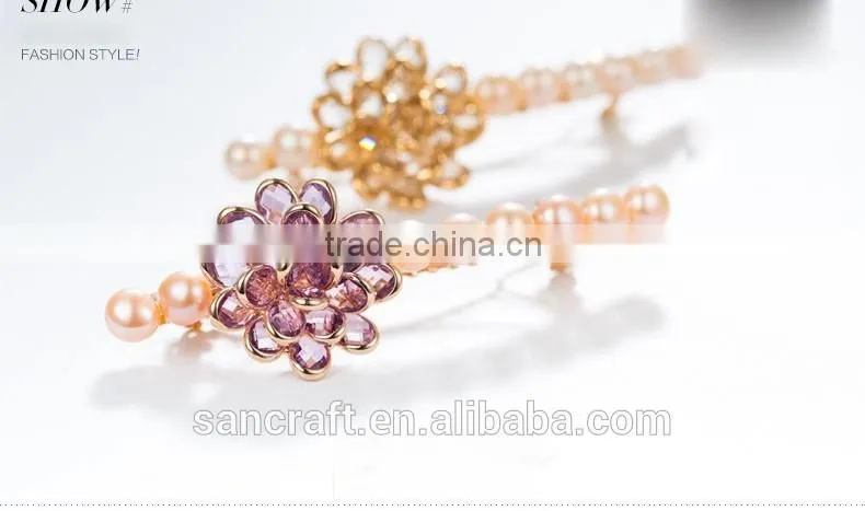 Hot sell grace design Austrian crystal natural pearl two colors flower hair clip