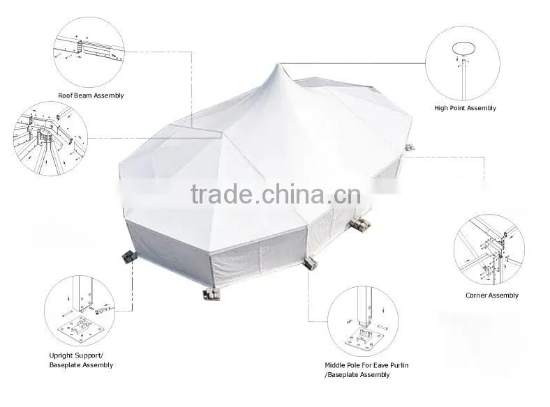 Aluminium frame high peak frame tent with accessories