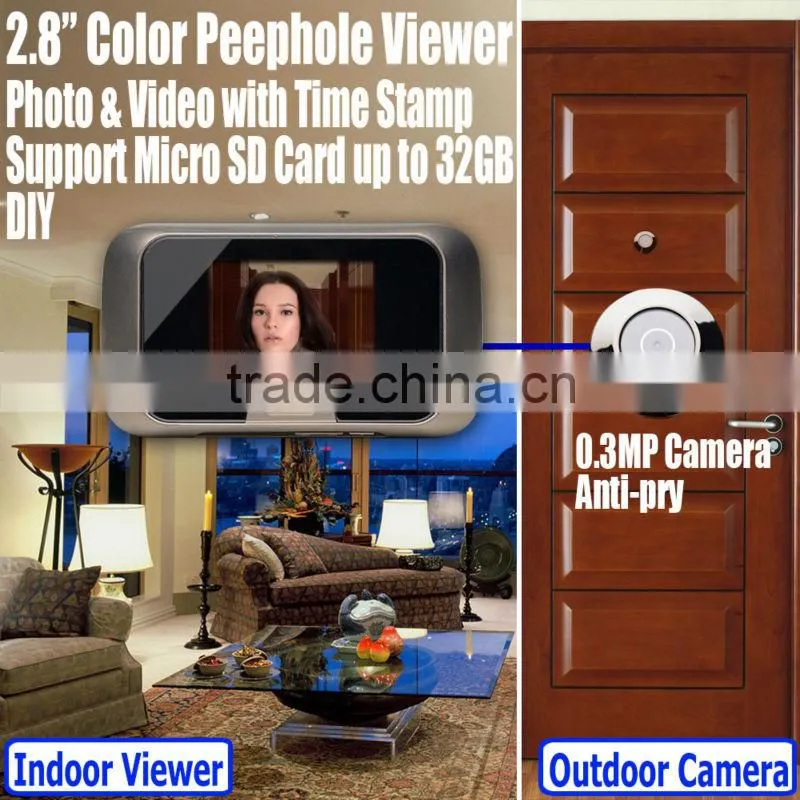 Camera Door EQUES Photo Video 0.3MP Color SD Card 2.8" Digital Peephole Viewer