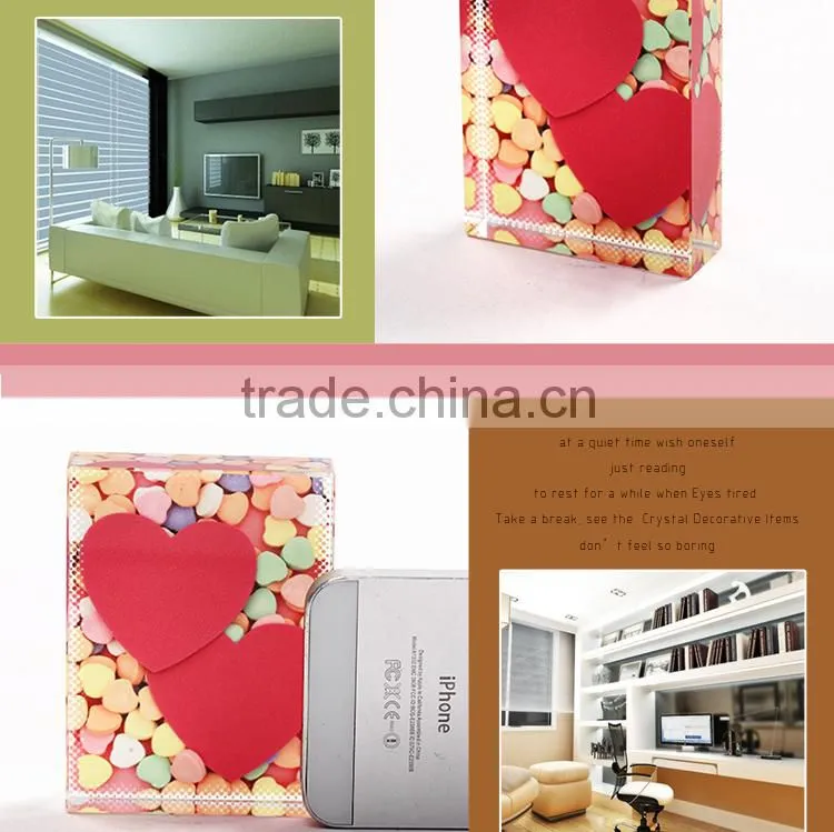 Manufacturer supply Fashion sublimation crystal love photo frame for wedding gift
