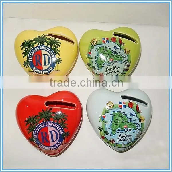 tourist souvenir money box design heart shape