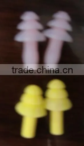 chemical 3 flange silicone ear plugs in pipe soundproof silicone ear plug SNR 29 without string for sales