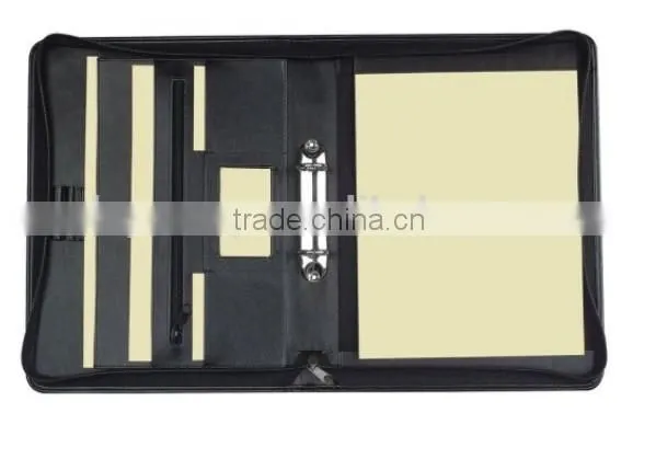 Leather Bound 2 Ring Folder Padfolio With Notepad