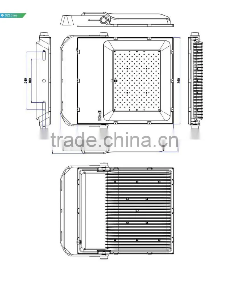 Nichia Osram LED, 100-140lm/W, Meanwell Driver, 5 Years Warranty, 2016 CE Rohs Approved, 200W LED Outdoor Flood Lights