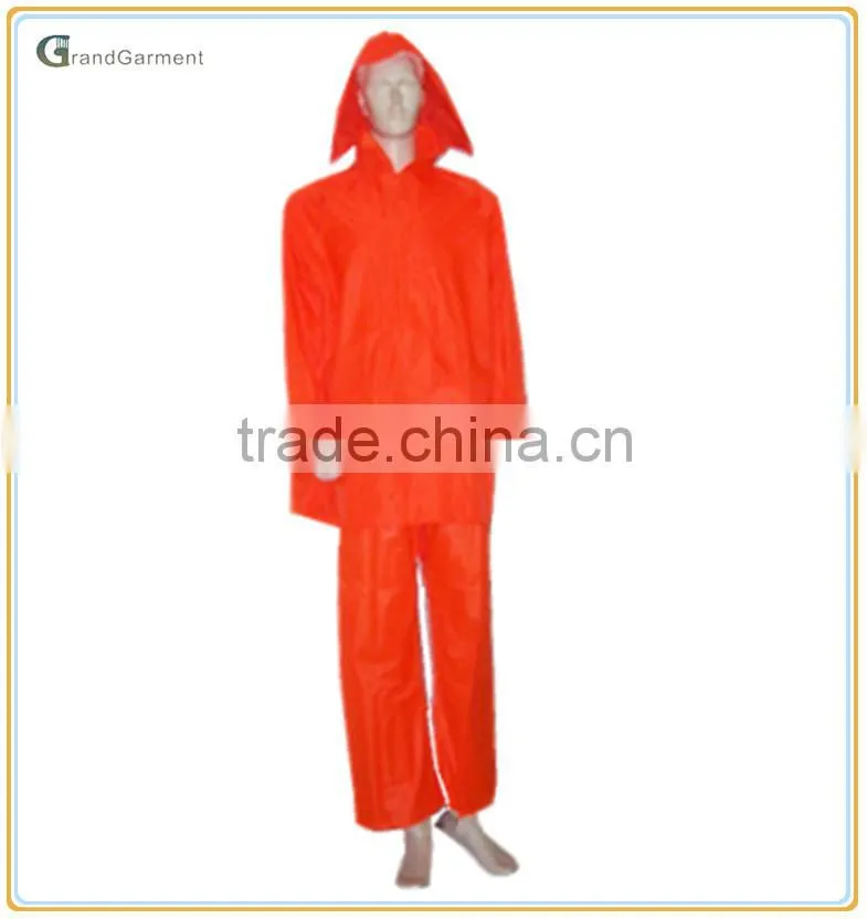 Mesh Lining Adult PVC Rainsuit, Red Raincoat