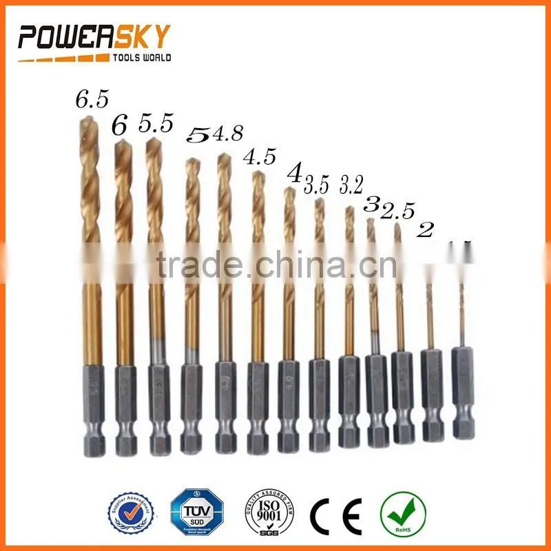 HSS tin coating hex shank drill bits