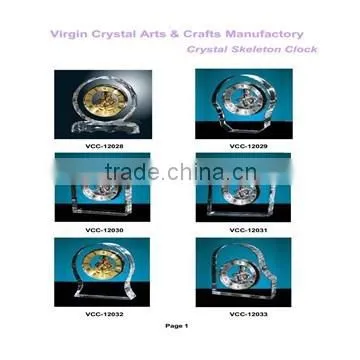Sliver mechanical crystal table clock