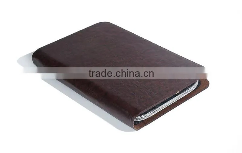 Hardcover leather noteebook with zipper