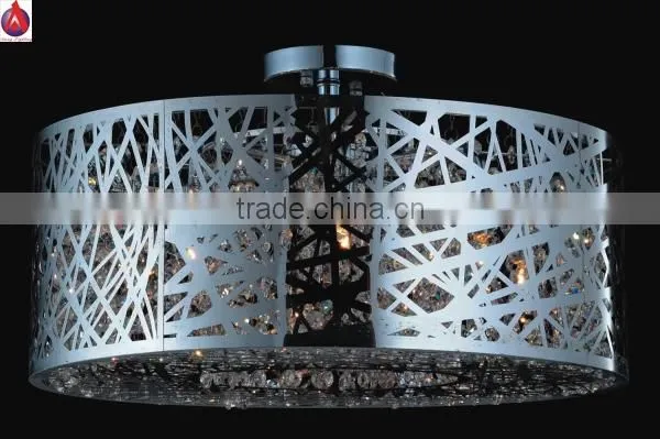 two tiers aluminum ceiling lamp steel outside and white fabric inside