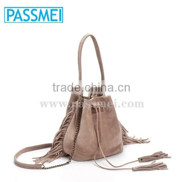 On Sale Leather Bucket bag, Mini Drawstring bag, Leather fringe bag