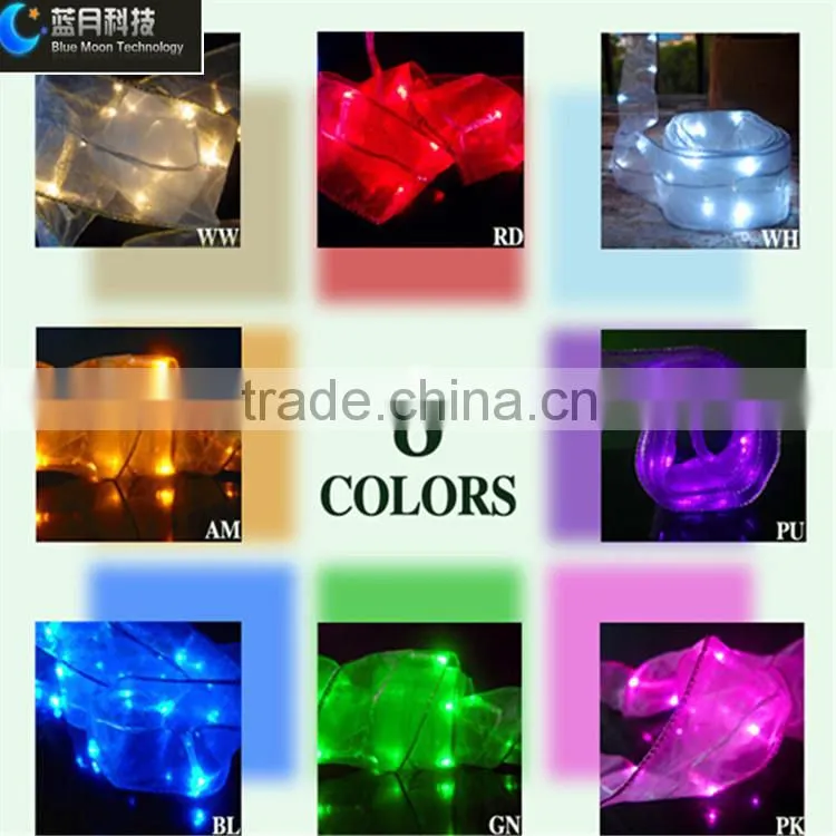 silver wire led string lights with ribbon