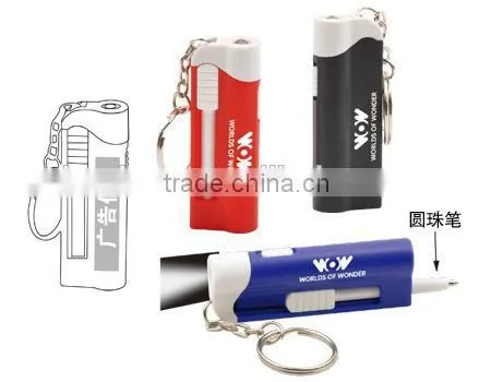 LED flashlight keychain with ball-point pen,Customized advertising gifts,custom key chain