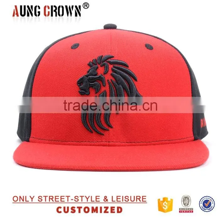 custom design flat brim cap/cool flat cap/3d embroidery flat cap