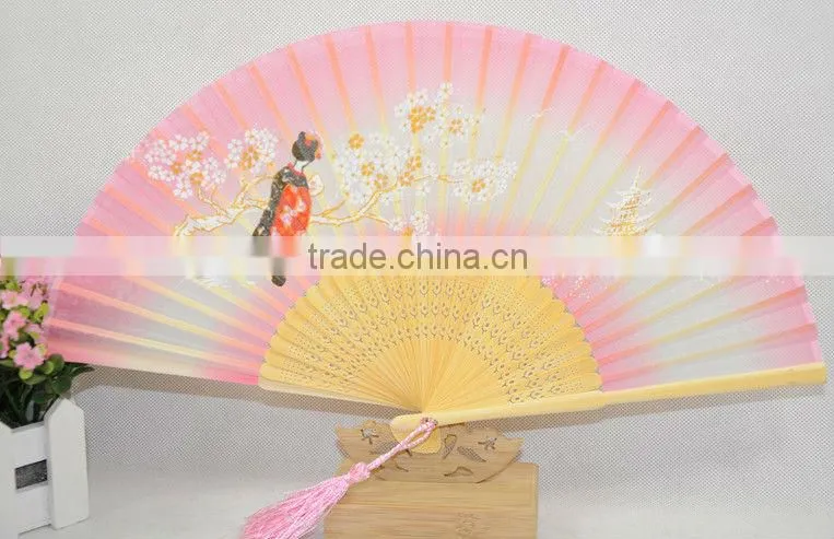 OEM new silk bamboo gift fan for holiday decoration