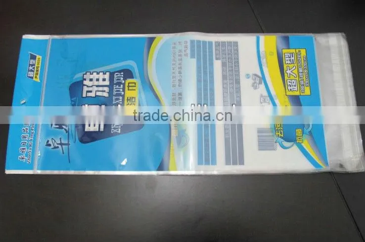 printed bopp plastic packaging bag for washing cloth with hanging header