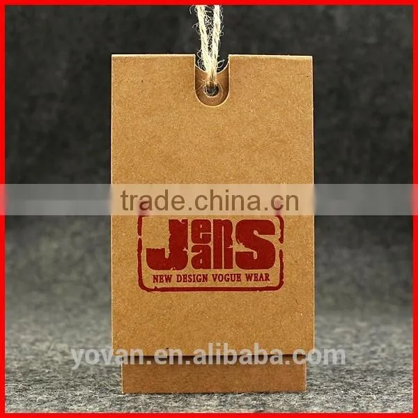 Hot Sale Kraft paper Cardboard Jeans price Hang Tag With ribbon manufacture