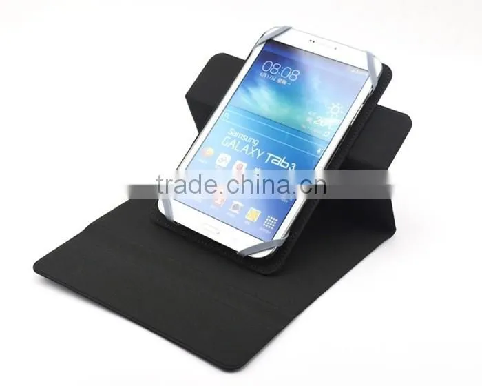 Book Design PU Leather Universal Folio Case for Tablet with Rotating Stand