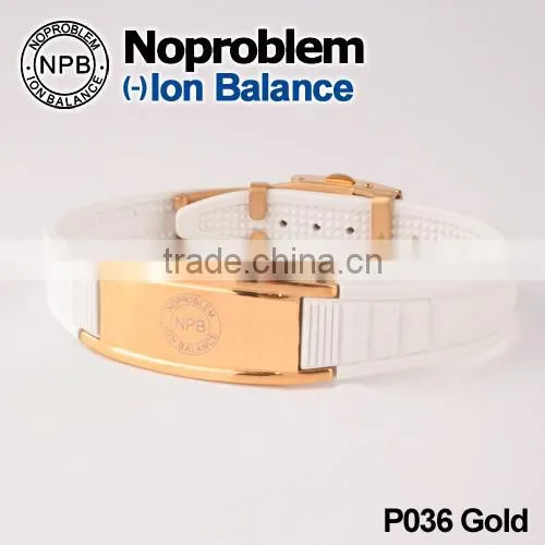Noproblem P036G stainless steel fashion energy elastic fitness adjiustable wristband wholesale bracelet
