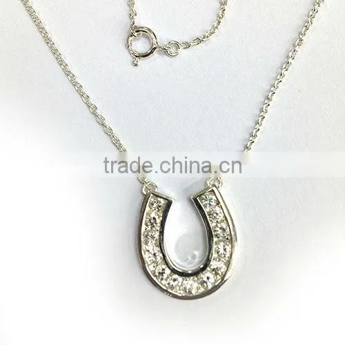Pop in US 925 Sterling Silver HorseShoe Pendant Horse Shoe Necklace