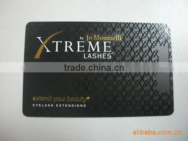 Matt black plastic card with gloss logo
