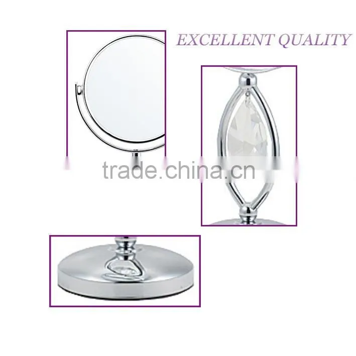 Multifunctional vanity tabletop metal asian mirrors desktop freestanding pedestal mirror