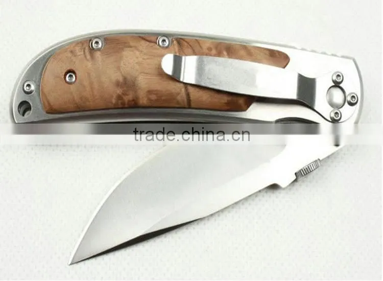 OEM outdoor hunting knife with wooden handle