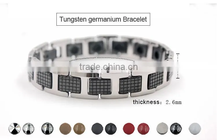 tungsten ceramic magnetic bracelet with germanium stone Super September Purchasing Alibaba