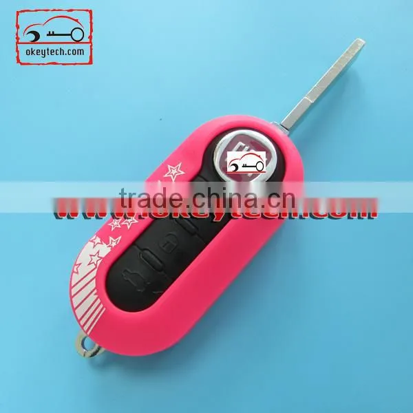 Best price 3 button shell key Fiat 500 key remote key cover Deep blue SIP22 blade for fiat 500 cover