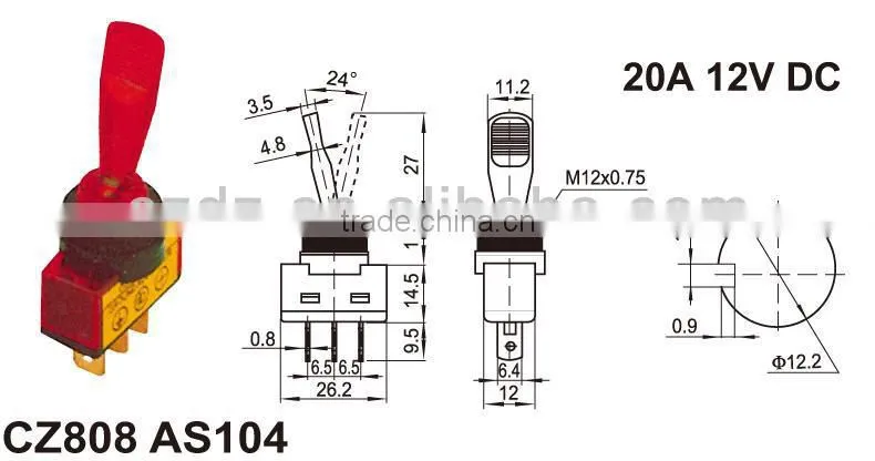 12V plastic toggle switch,toggle switch safety guard,illuminated toggle switch