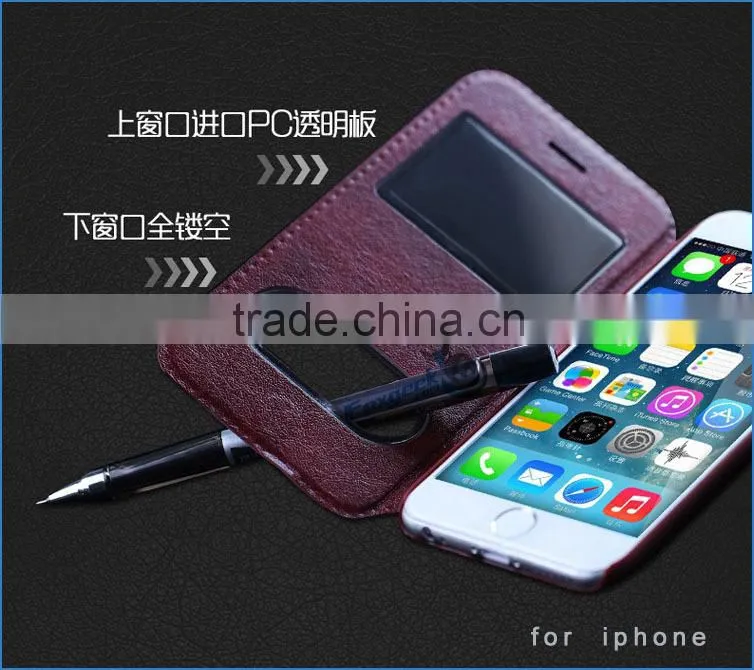 hot new products for 2015 wholesale for iphone case , leather case for iphone 6 with double window