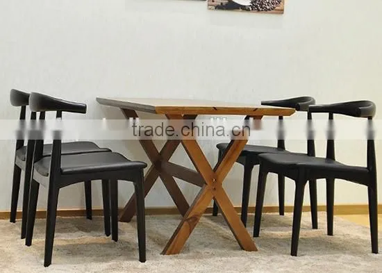 Replica Hans Wegner Elbow Chair with Faux Leather Seat
