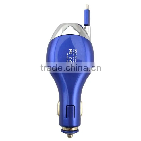 Upscale 3.1a car charger with retractable micro usb cable