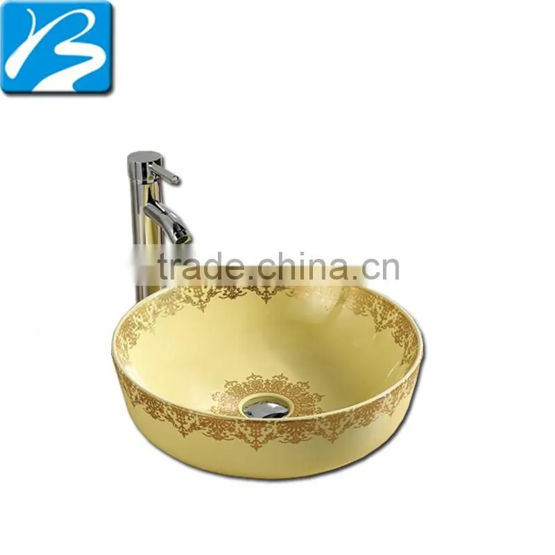 Special offer color basin shape golden color design stand basin