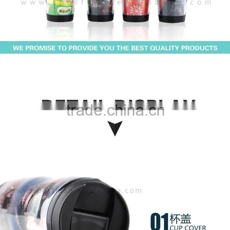 Non-spill stainless steel travel mug with logo imprint 16oz paper insert coffee mug vacuum&thermos flask mug