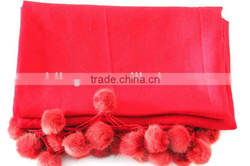 cashmere fur balls pashmina wraps