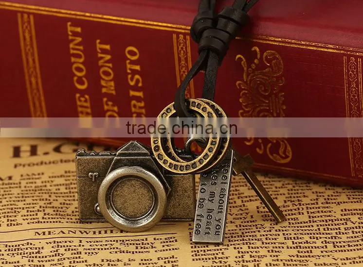 N0014 wholesale Scissors leather necklace fashionable design latest necklace