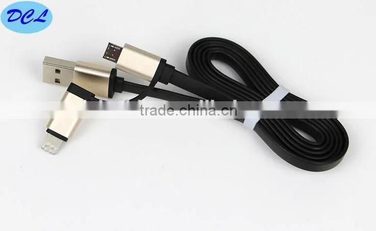 Two-in-one usb cable male to micro 5pin to I5/I6 with aluminum shell