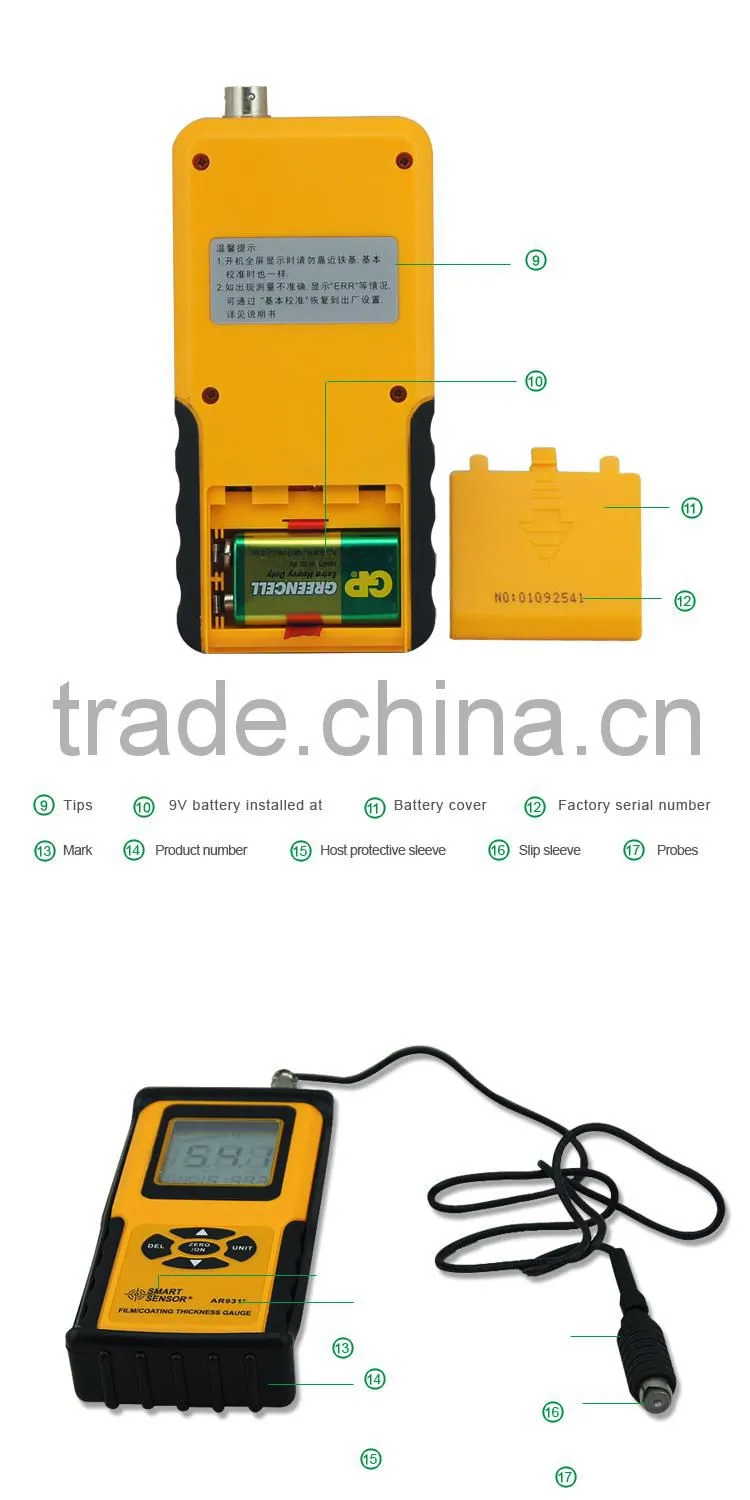 Smart Sensor AR931 Portable Precision Film Coating Thickness Meter Iron based Coating Thickness Detector