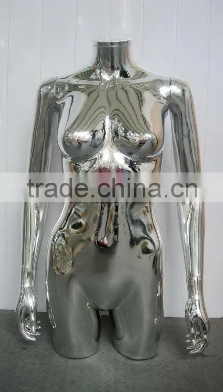 Plastic Chrome Female torso Mannequin sale