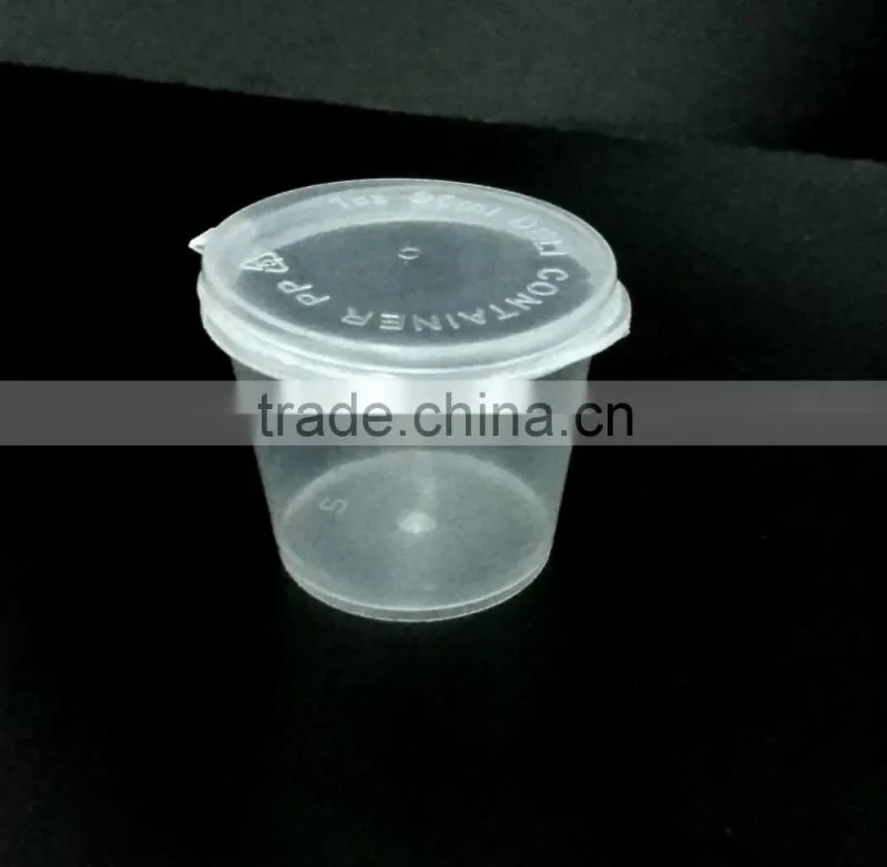 2 oz Hinged Clear Round plastic Sauce Cups with Lids 50ml