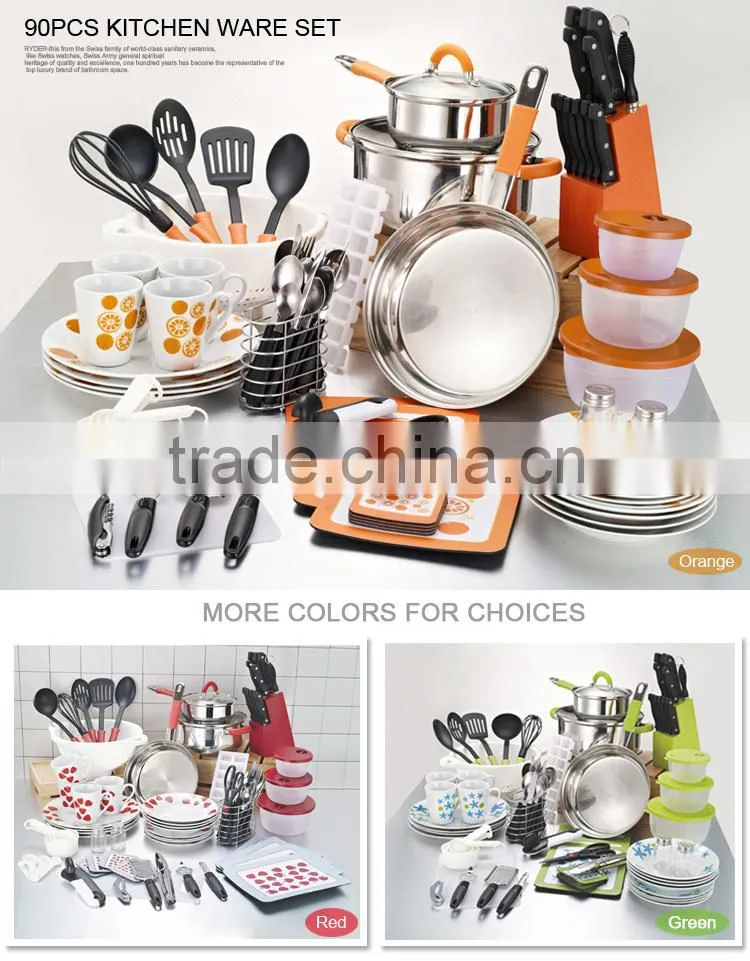 High quality 90 pcs cooking pots and pans ceramic cookware kitchen accessories cook ware