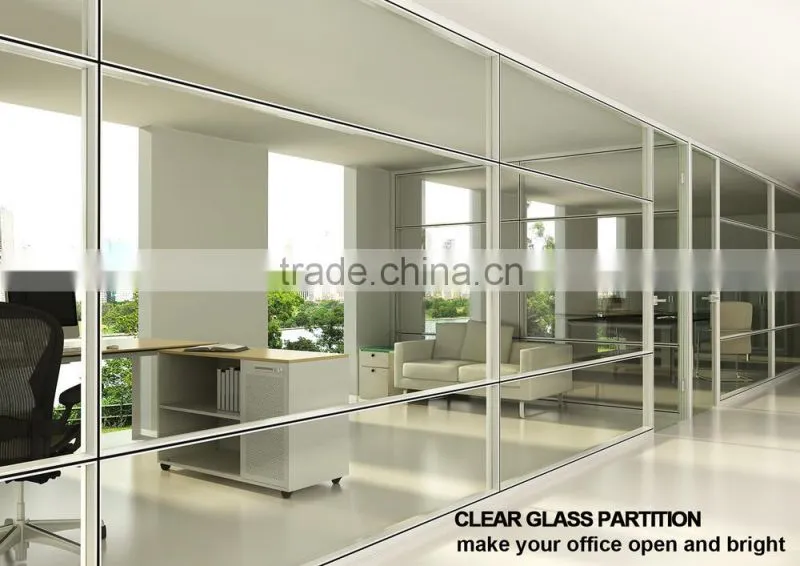 New flexible design acoustic modular easy assembly office partition glass wall(HK85-series)