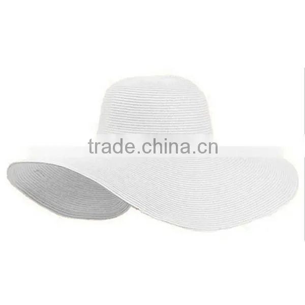 2016 Fashion Women Summer Foldable Wide Large Brim Beach Sun Straw Floppy Cap