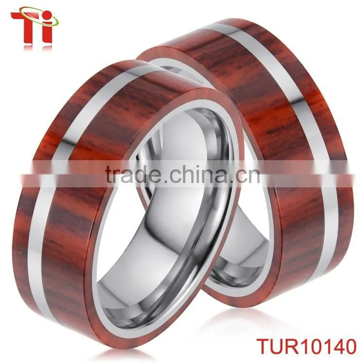 Tungsten carbide wood ring, fashion rings jewelry