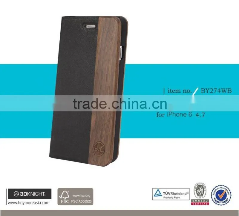 Factory Wood Case For iphone 6s ,Pu Flip Cover Case For iphone 6s