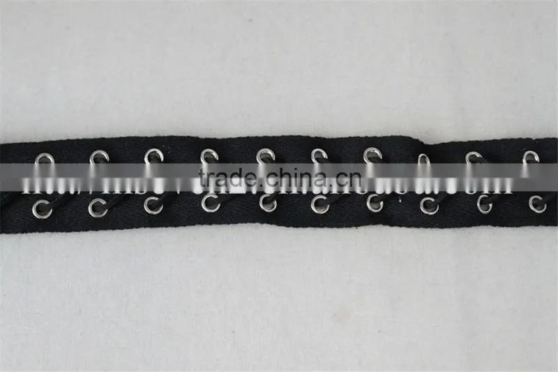 100% cotton lace matal eyelet embroidery lace trim in black color for ladies