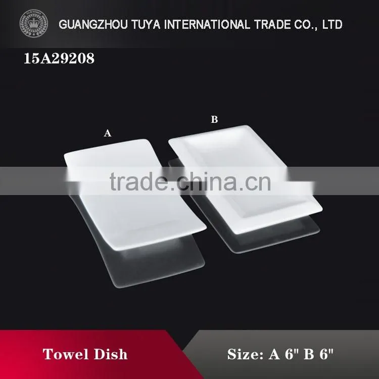 Small square ceramic chafing towel dish for restaurant